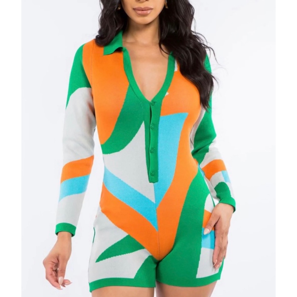 NWT Kaylee Kollection Colorblock Knit Romper